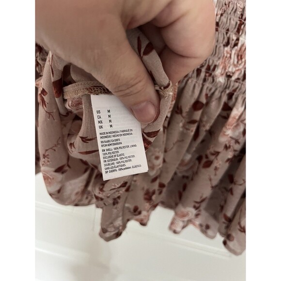 American Eagle Smocked Blouse Floral Peasant Pink Sz M Cottage Coquette Core - Picture 9 of 9